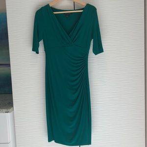 Green ruched Ralph Lauren fitted dress